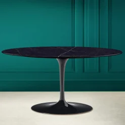 Viadurini Living Moderne Couchtische|Tulip Tische-Tulip Saarinen H 41 Ovaler Couchtisch aus Noir Laurent Keramik, hergestellt in Italien – Scarlet