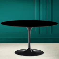 Viadurini Living Moderne Couchtische|Tulip Tische-Tulip Saarinen H 41 Ovaler Couchtisch aus absolut schwarzer Keramik, hergestellt in Italien – Scarlet