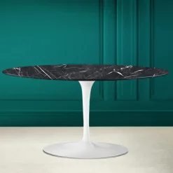 Viadurini Living Moderne Couchtische|Tulip Tische-Tulip Saarinen H 41 Ovaler Couchtisch aus Marquinia-Keramik, hergestellt in Italien – Scarlet