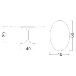 Viadurini Living Moderne Couchtische|Tulip Tische-Tulip Saarinen H 39 Ovaler Couchtisch mit Carrara-Marmorplatte, hergestellt in Italien – Scarlet