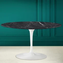 Viadurini Living Moderne Couchtische|Tulip Tische-Tulip Saarinen H 41 Ovaler Couchtisch mit Marquinia-Keramikplatte – Scarlet