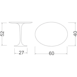 Viadurini Living Moderne Couchtische|Tulip Tische-Tulip Saarinen H 52 Ovaler Couchtisch aus Carrara-Marmor Statuarietto, hergestellt in Italien – Scarlet