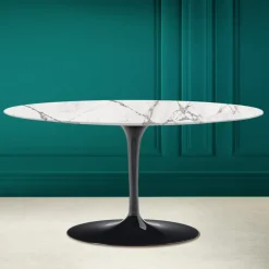 Viadurini Living Moderne Couchtische|Tulip Tische-Tulip Saarinen H 41 Ovaler Couchtisch aus unsichtbarer, ausgewählter Keramik, hergestellt in Italien – Scarlet