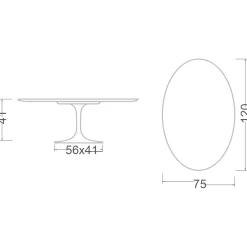 Viadurini Living Moderne Couchtische|Tulip Tische-Tulip Saarinen H 41 Ovaler Couchtisch aus unsichtbarer, ausgewählter Keramik, hergestellt in Italien – Scarlet