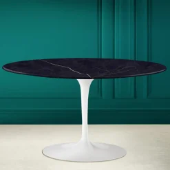 Viadurini Living Moderne Couchtische|Tulip Tische-Tulip Saarinen H 41 Ovaler Couchtisch mit Noir Laurent Keramikplatte – Scarlet