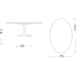 Viadurini Living Moderne Couchtische|Tulip Tische-Tulip Saarinen H 41 Ovaler Couchtisch aus Keramik Calacatta Michelangelo – Scarlet