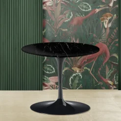 Viadurini Living Moderne Couchtische|Tulip Tische-Tulip Saarinen H 39 Runder Couchtisch aus schwarzem Marquinia-Marmor, hergestellt in Italien – Scarlet