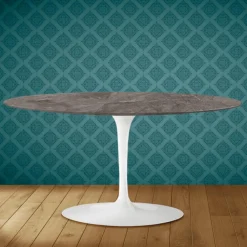 Viadurini Living Moderne Couchtische|Tulip Tische-Tulip Saarinen Ovaler Couchtisch H 41 aus Kira-Keramik, hergestellt in Italien – Scarlet