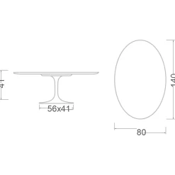 Viadurini Living Moderne Couchtische|Tulip Tische-Tulip Saarinen Ovaler Couchtisch H 41 aus Entzo-Keramik, hergestellt in Italien – Scarlet