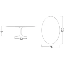 Viadurini Living Moderne Couchtische|Tulip Tische-Tulip Saarinen Ovaler Couchtisch aus weißem Flüssiglaminat H 41, hergestellt in Italien – Scarlet