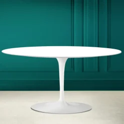 Viadurini Living Moderne Couchtische|Tulip Tische-Tulip Saarinen Ovaler Couchtisch H 41 in absolutem Weiß, hergestellt in Italien – Scarlet