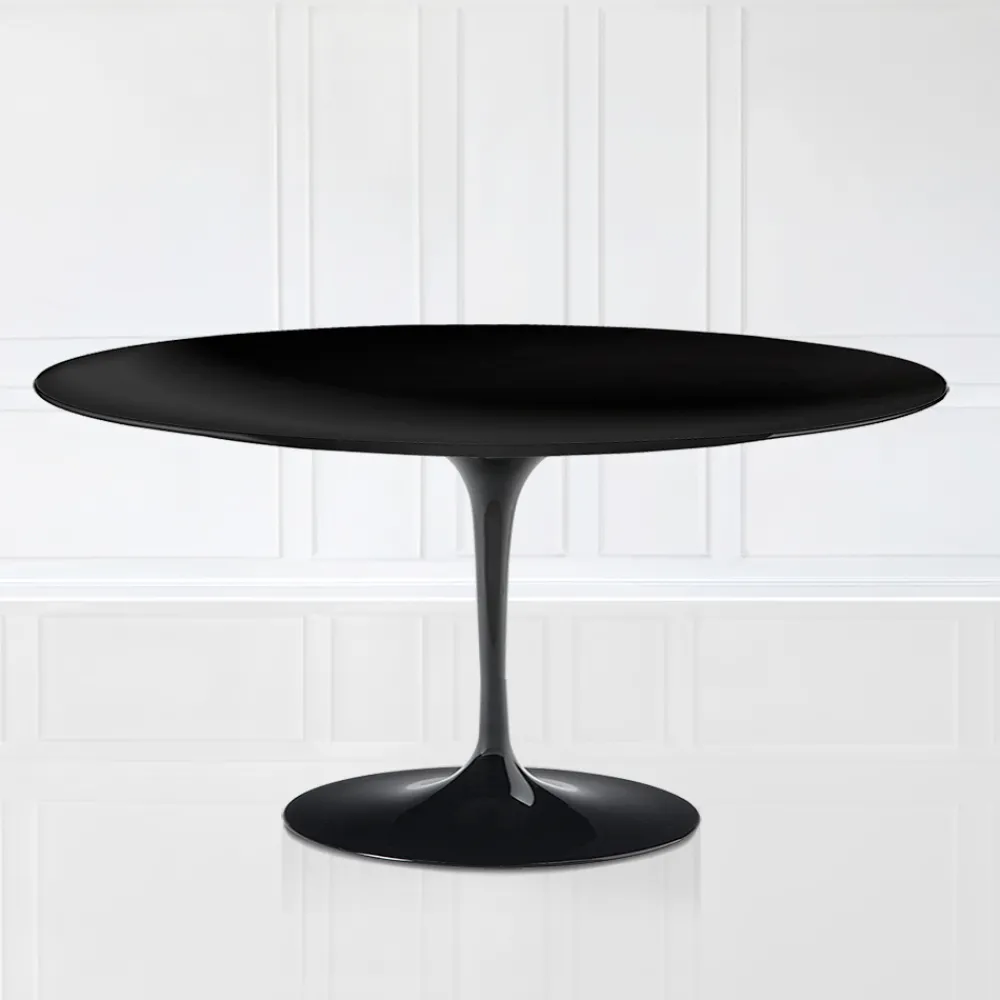 Viadurini Living Moderne Couchtische|Tulip Tische-Tulip Saarinen Ovaler Couchtisch aus schwarzem Flüssiglaminat H 41, hergestellt in Italien – Scarlet