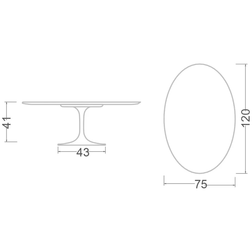 Viadurini Living Moderne Couchtische|Tulip Tische-Tulip Saarinen Ovaler Couchtisch aus schwarzem Flüssiglaminat H 41, hergestellt in Italien – Scarlet