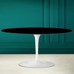 Viadurini Living Moderne Couchtische|Tulip Tische-Tulip Saarinen Ovaler Couchtisch H 41 in absolutem Schwarz, hergestellt in Italien – Scarlet