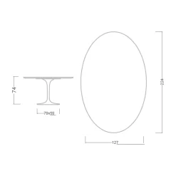 Viadurini Living Tulip Tische|Esstisch Oval-Tulip Tisch Eero Saarinen H 74 Oval in Diamant Creme Keramik Made in Italy - Scharlachrot