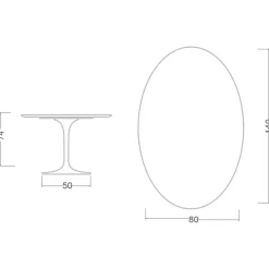 Viadurini Living Tulip Tische|Esstisch Oval-Tulip Tisch Eero Saarinen H 74 Oval aus schwarzem Flüssiglaminat Made in Italy - Scharlachrot