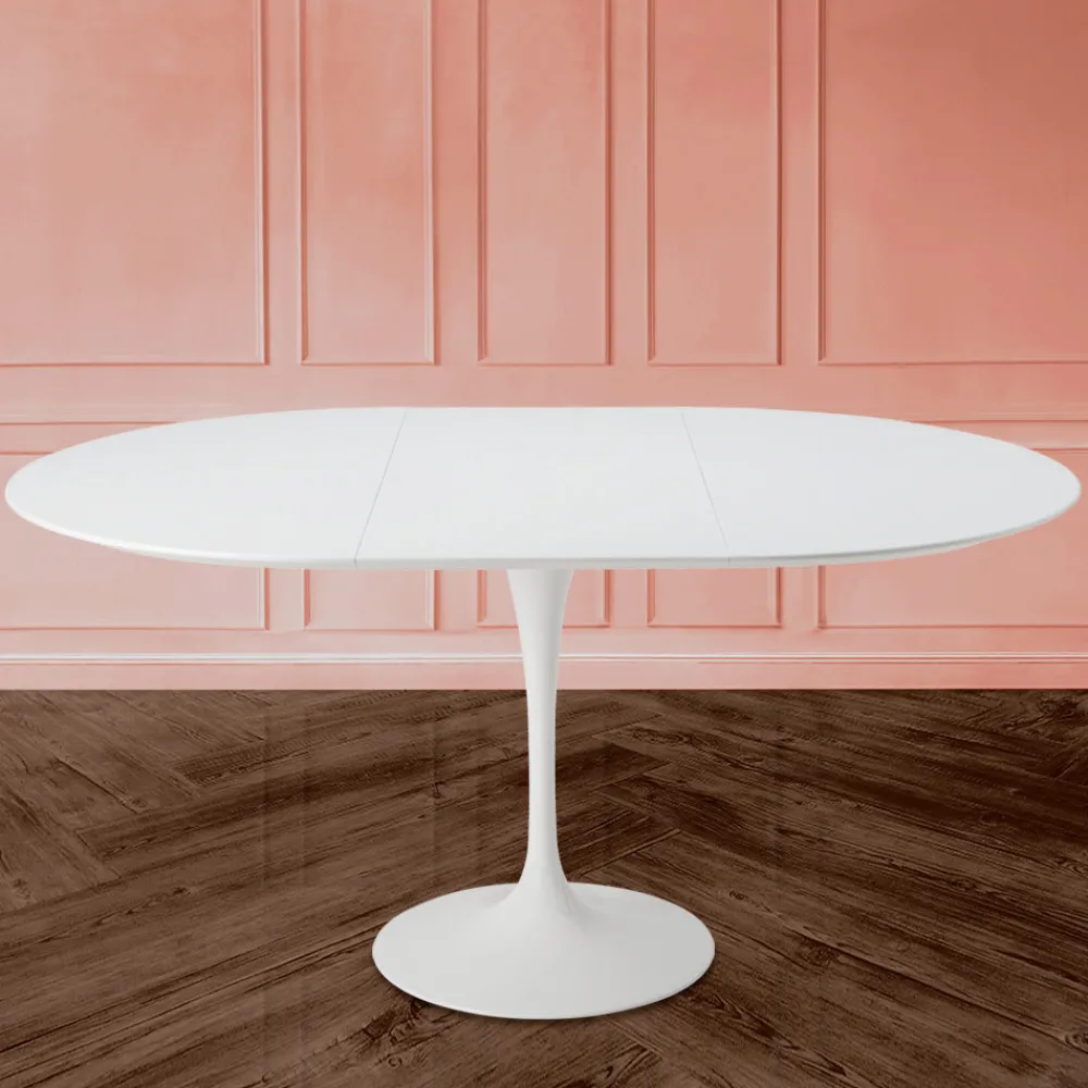 Viadurini Living Tulip Tische|Ausziehbare Esstische-Tulip Tisch Saarinen H 74 Ausziehbar in Weiß Flüssiglaminat Made in Italy - Scharlachrot