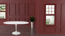 Viadurini Living Tulip Tische|Ausziehbare Esstische-Tulip Tisch Saarinen H 74 Ausziehbar in Weiß Flüssiglaminat Made in Italy - Scharlachrot