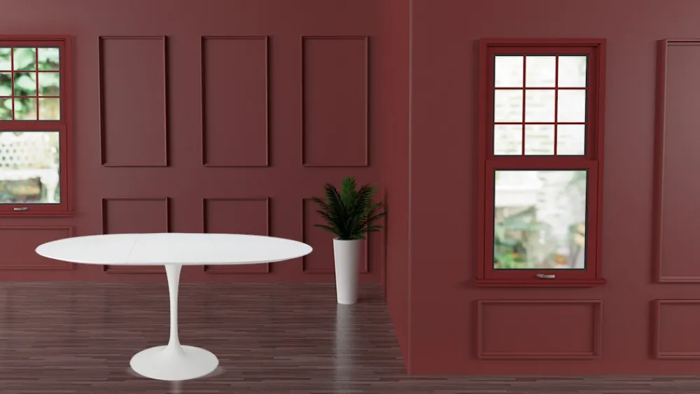 Viadurini Living Tulip Tische|Ausziehbare Esstische-Tulip Tisch Saarinen H 74 Ausziehbar in Weiß Flüssiglaminat Made in Italy - Scharlachrot