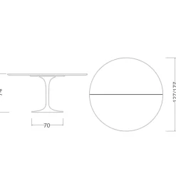 Viadurini Living Tulip Tische|Ausziehbare Esstische-Tulip Tisch Saarinen H 74 Ausziehbar in Weiß Flüssiglaminat Made in Italy - Scharlachrot