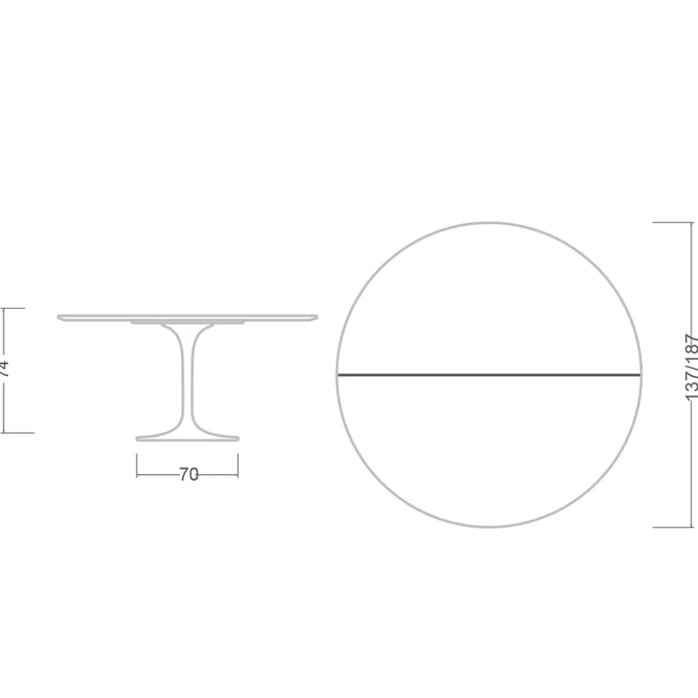 Viadurini Living Tulip Tische|Ausziehbare Esstische-Tulip Tisch Saarinen H 74 Ausziehbar in Weiß Flüssiglaminat Made in Italy - Scharlachrot