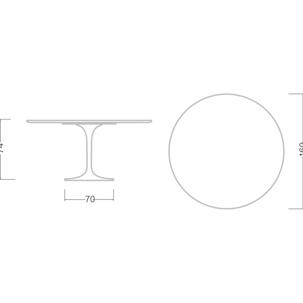 Viadurini Living Tulip Tische|Runde Tische-Tulip Tisch Saarinen H 73 Rund in Schwarz Keramik Soft Made in Italy - Scharlachrot