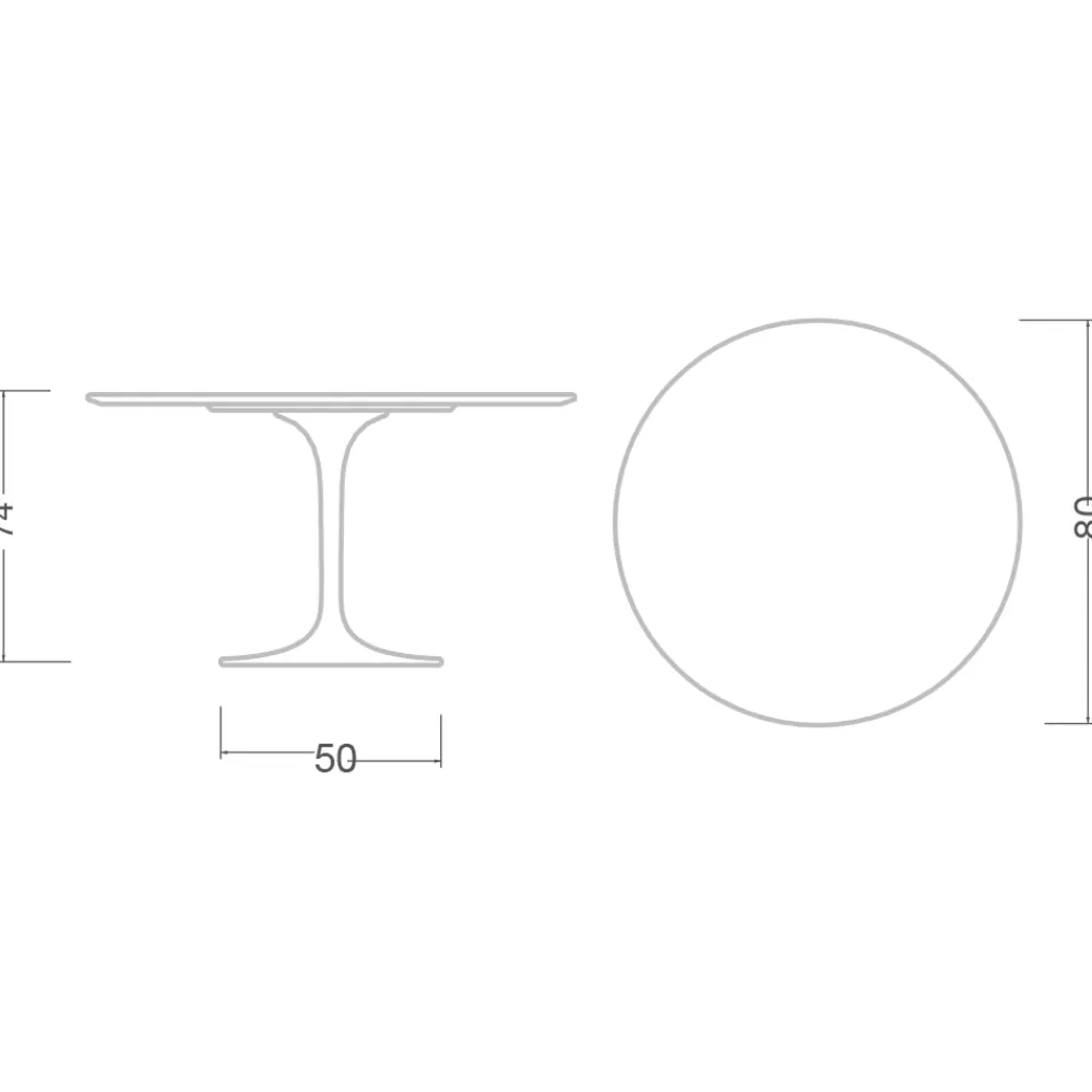 Viadurini Living Tulip Tische|Runde Tische-Tulpe Tisch Eero Saarinen H 73 in Keramik Noir Wunsch Made in Italy - Scharlachrot