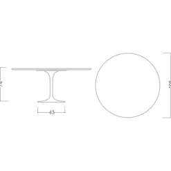 Viadurini Living Tulip Tische|Runde Tische-Tulpe Tisch Eero Saarinen H 73 in Keramik Marquinia Made in Italy - Scharlachrot