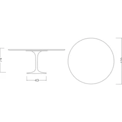 Viadurini Living Tulip Tische|Runde Tische-Tulpentisch Eero Saarine H 74 Rund aus grünem Alpi-Marmor Made in Italy - Scharlachrot