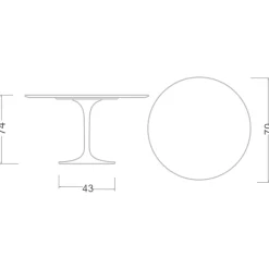 Viadurini Living Tulip Tische|Runde Tische-Tulpentisch Eero Saarinen H 73 aus unsichtbarer ausgewählter Keramik Made in Italy - Scharlachrot
