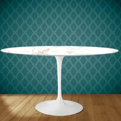 Viadurini Living Tulip Tische|Esstisch Oval-Tulpentisch Eero Saarinen H 74 Oval aus Keramik Entzo Made in Italy - Scharlachrot