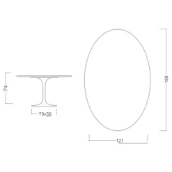 Viadurini Living Tulip Tische|Esstisch Oval-Tulpentisch Eero Saarinen H 74 Oval aus Keramik Entzo Made in Italy - Scharlachrot