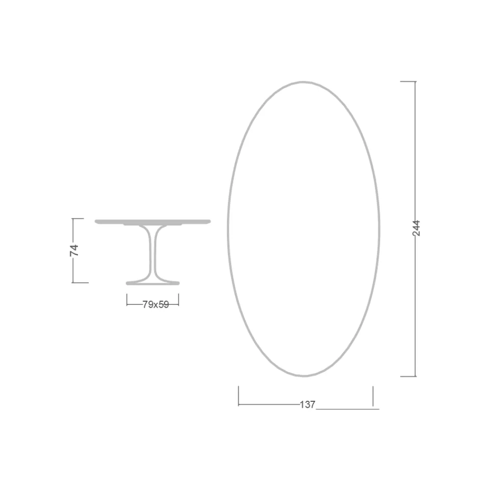 Viadurini Living Tulip Tische|Esstisch Oval-Tulpentisch Eero Saarinen H 74 Oval aus Keramik Entzo Made in Italy - Scharlachrot