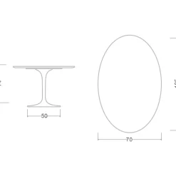 Viadurini Living Tulip Tische|Esstisch Oval-Tulpentisch Eero Saarinen H 74 Oval aus Keramik Entzo Made in Italy - Scharlachrot