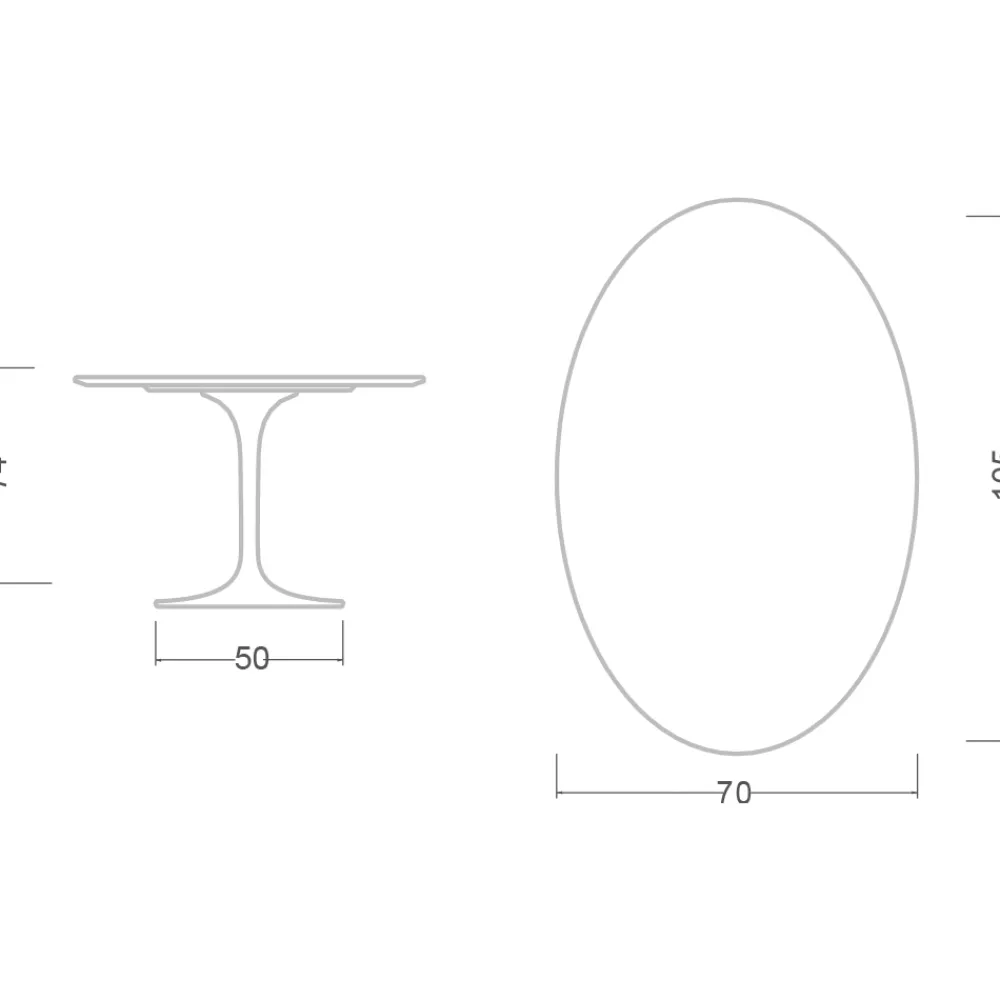 Viadurini Living Tulip Tische|Esstisch Oval-Tulpentisch Eero Saarinen H 74 Oval aus Keramik Entzo Made in Italy - Scharlachrot