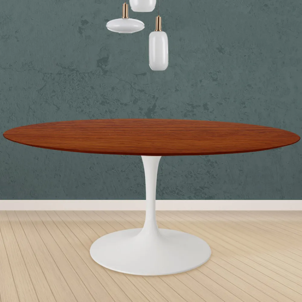 Viadurini Living Tulip Tische|Runde Tische-Tulpentisch Eero Saarinen H 74 Rund in Kirsche gebeizt Eiche Made in Italy - Scharlachrot