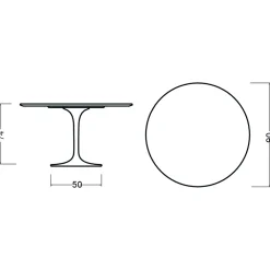 Viadurini Living Tulip Tische|Runde Tische-Tulpentisch Eero Saarinen H 74 Rund in Kirsche gebeizt Eiche Made in Italy - Scharlachrot