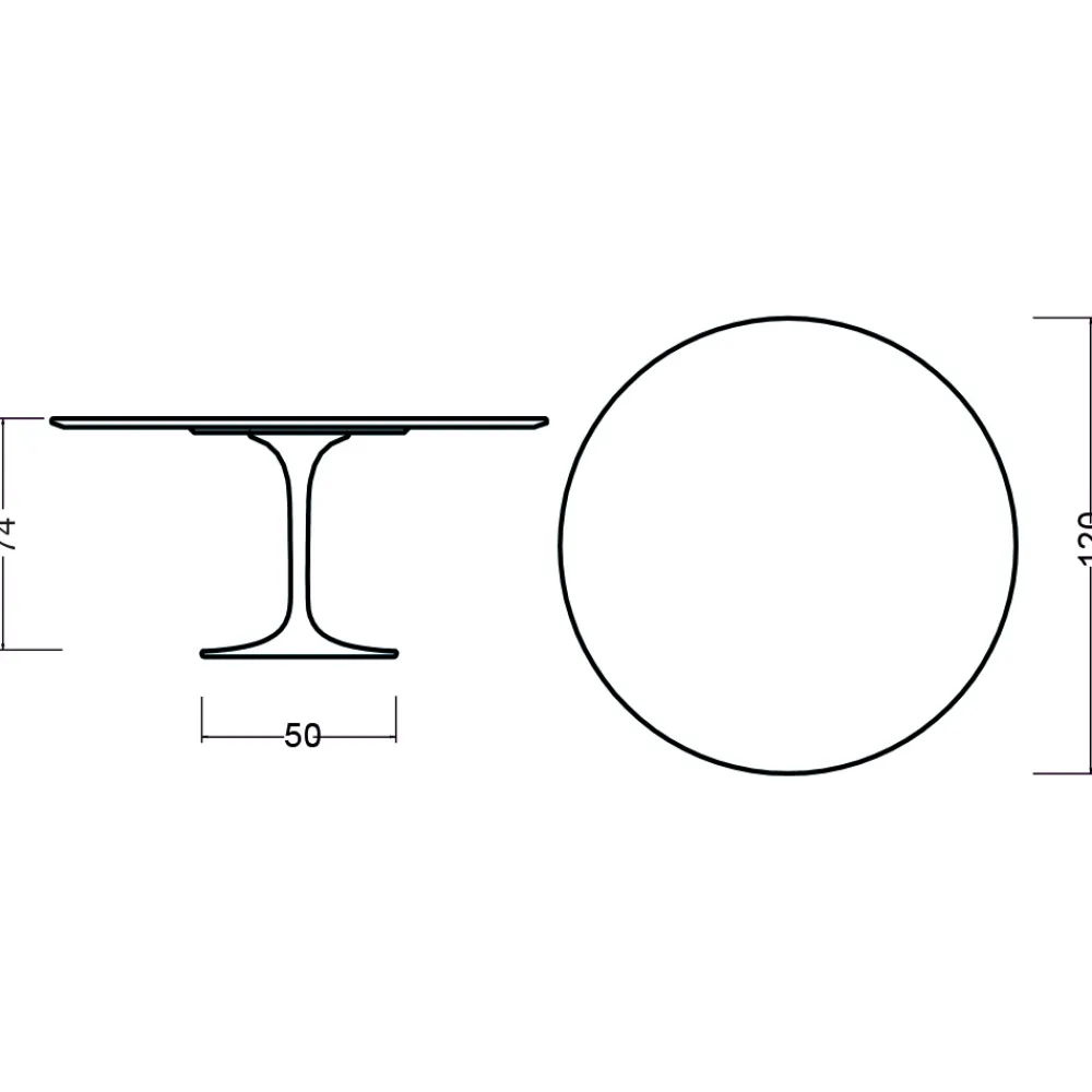 Viadurini Living Tulip Tische|Runde Tische-Tulpentisch Eero Saarinen H 74 Rund in Kirsche gebeizt Eiche Made in Italy - Scharlachrot