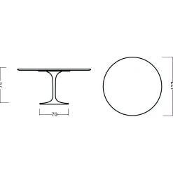 Viadurini Living Tulip Tische|Runde Tische-Tulpentisch Eero Saarinen H 74 Rund in Kirsche gebeizt Eiche Made in Italy - Scharlachrot