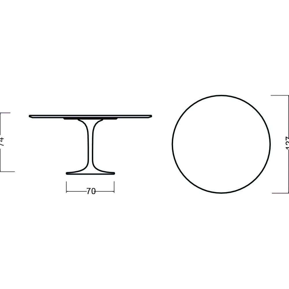 Viadurini Living Tulip Tische|Runde Tische-Tulpentisch Eero Saarinen H 74 Rund in Kirsche gebeizt Eiche Made in Italy - Scharlachrot