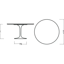 Viadurini Living Tulip Tische|Runde Tische-Tulpentisch Eero Saarinen H 74 Rund in Kirsche gebeizt Eiche Made in Italy - Scharlachrot