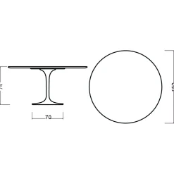 Viadurini Living Tulip Tische|Runde Tische-Tulpentisch Eero Saarinen H 74 Rund in Kirsche gebeizt Eiche Made in Italy - Scharlachrot