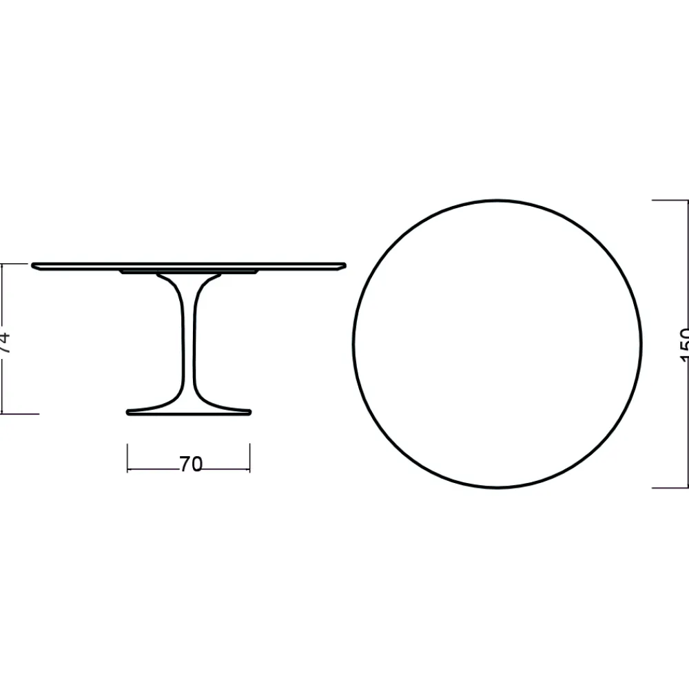 Viadurini Living Tulip Tische|Runde Tische-Tulpentisch Eero Saarinen H 74 Rund in Kirsche gebeizt Eiche Made in Italy - Scharlachrot