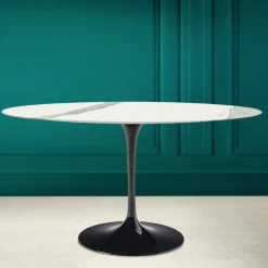 Viadurini Living Tulip Tische|Esstisch Oval-Tulpentisch Eero Saarinen H 74 Oval aus Statuario Keramik Vollader - Scharlachrot