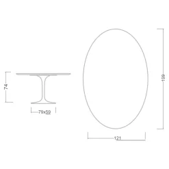 Viadurini Living Tulip Tische|Esstisch Oval-Tulpentisch Eero Saarinen H 74 Oval aus Statuario Keramik Vollader - Scharlachrot
