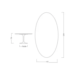 Viadurini Living Tulip Tische|Esstisch Oval-Tulpentisch Eero Saarinen H 74 Oval aus schwarzer Keramik Soft Made in Italy - Scharlachrot