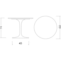 Viadurini Living Tulip Tische|Runde Tische-Tulpentisch Eero Saarinen H 74 Rund Keramischer Rest Made in Italy - Scharlachrot