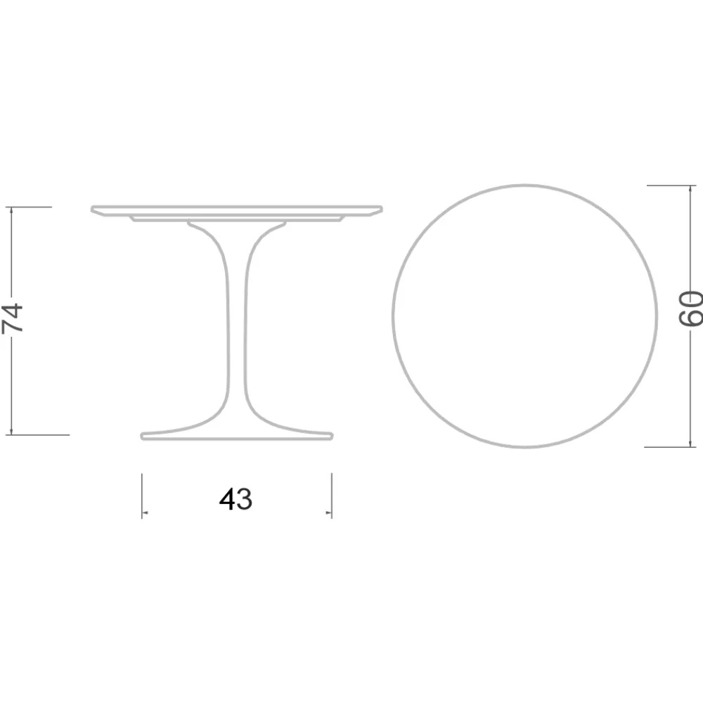 Viadurini Living Tulip Tische|Runde Tische-Tulpentisch Eero Saarinen H 74 Rund Keramischer Rest Made in Italy - Scharlachrot