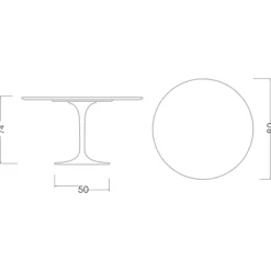 Viadurini Living Tulip Tische|Runde Tische-Tulpentisch Eero Saarinen H 74 aus Carrara-Marmor Statuarietto Made in Italy - Scharlachrot