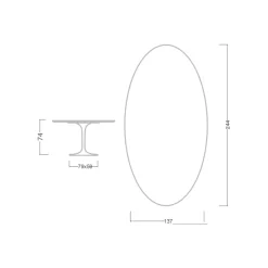 Viadurini Living Esstisch Oval|Esstische-Tulpentisch Eero Saarinen H 74 Oval aus Keramik Rem Made in Italy - Scharlachrot
